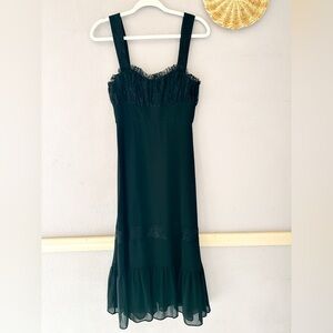 Fame‎ and Partners Black Lace Trim Chiffon Midi Dress Size 2